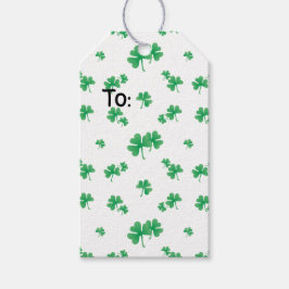 Gradientgrön irländsk shamrock-mönster presentetikett