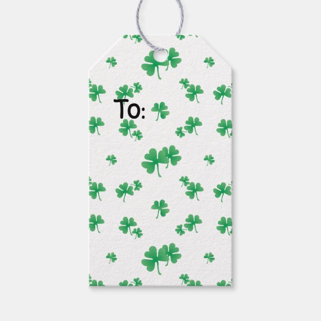 Gradientgrön irländsk shamrock-mönster presentetikett (Framsidan)