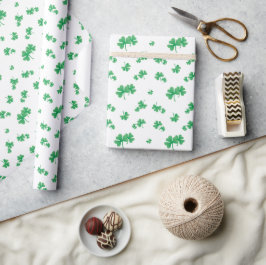 Gradientgrön irländsk shamrock-mönster presentpapper