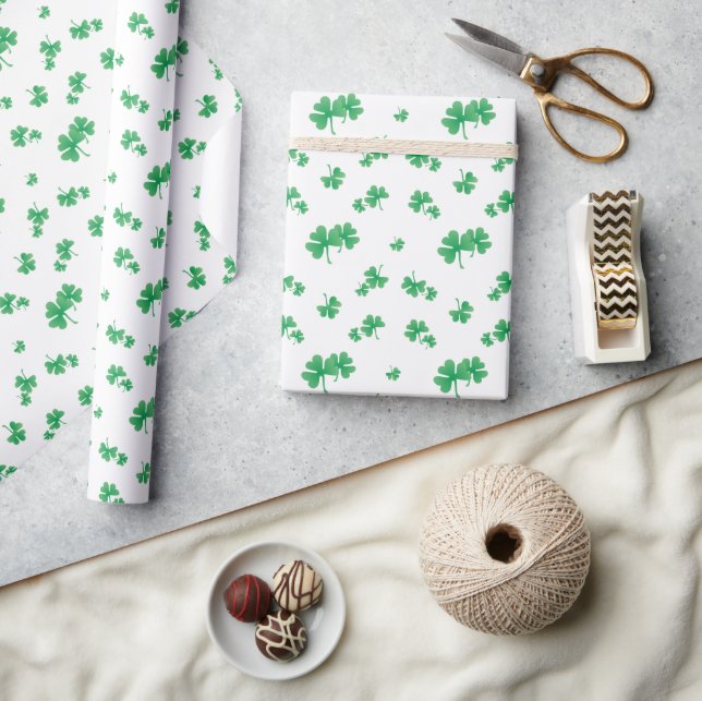 Gradientgrön irländsk shamrock-mönster presentpapper (Hantverk)