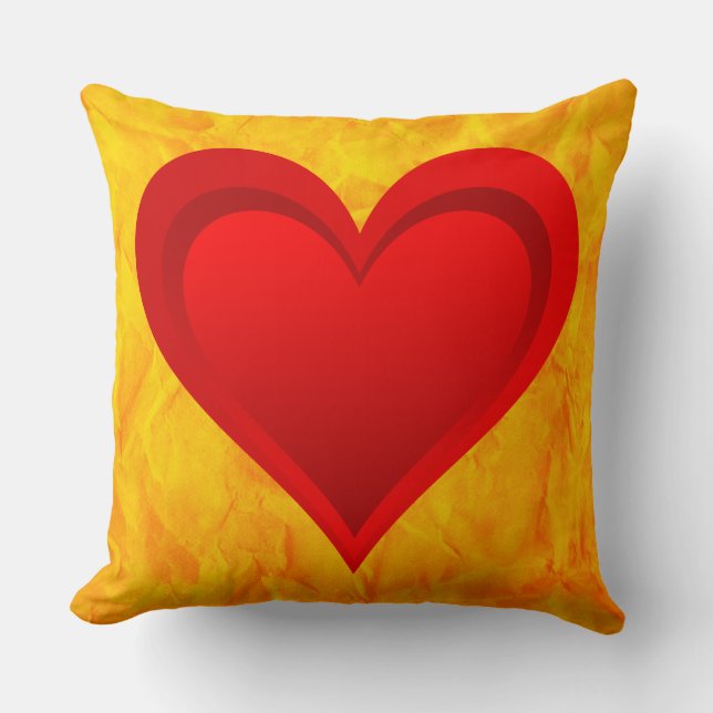 Gradients RED KÄRLEK HEART + din backgr. & idéer Kudde (Framsida)