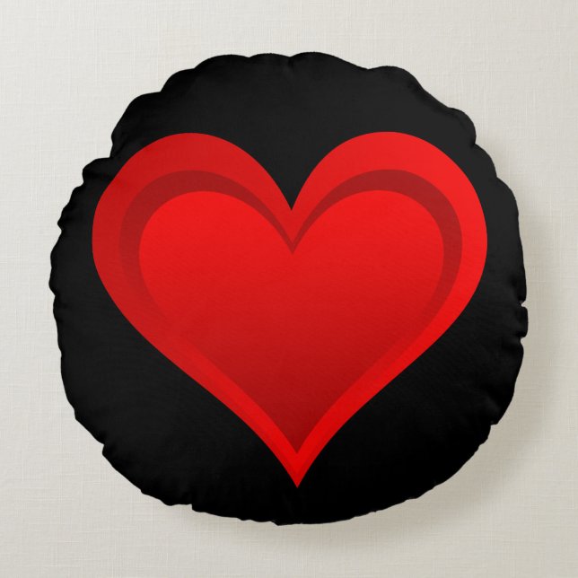 Gradients RED KÄRLEK HEART + din backgr. & idéer Rund Kudde (Framsidan)