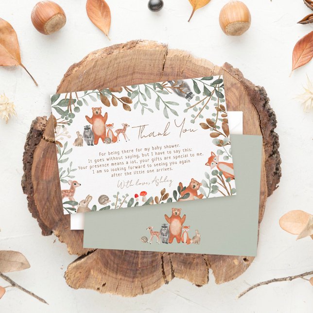 Grådjur i skogen, babydusch i skogsområden tack kort (Skapare uppladdad)