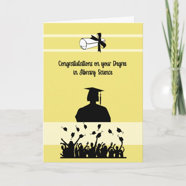 Gradkort i Bibliotek Science med Female Grad. Kort (Framsida)