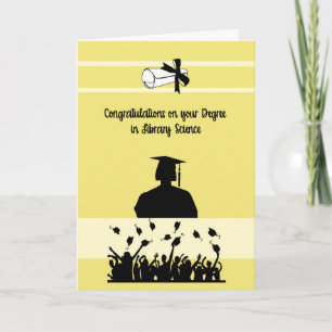 Gradkort i Bibliotek Science med Female Grad. Kort