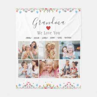 GRADMA Photo Collage Eget namn Fleece Blanket