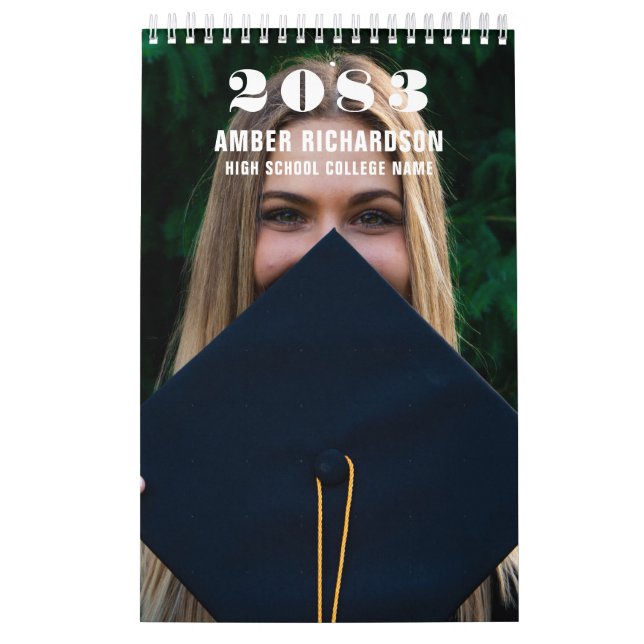 GRADUAITON PHOTO MODERN TYPOGRAPHY CLASS of YEAR Kalender (Omslag)