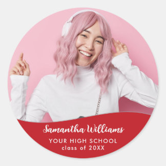 Graduate 2 Photo Script Yay Grad Personalized Runt Klistermärke