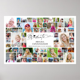 Graduate 64 Photo Collage Party Decor Poster