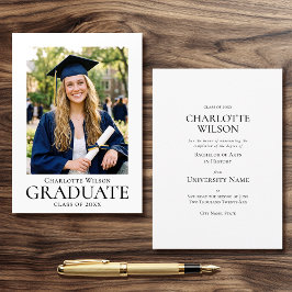 Graduate Announcement Card Photo Formal Simple Meddelande