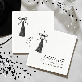 Graduate Black Bow Tassel Graduation Party Pappersservett