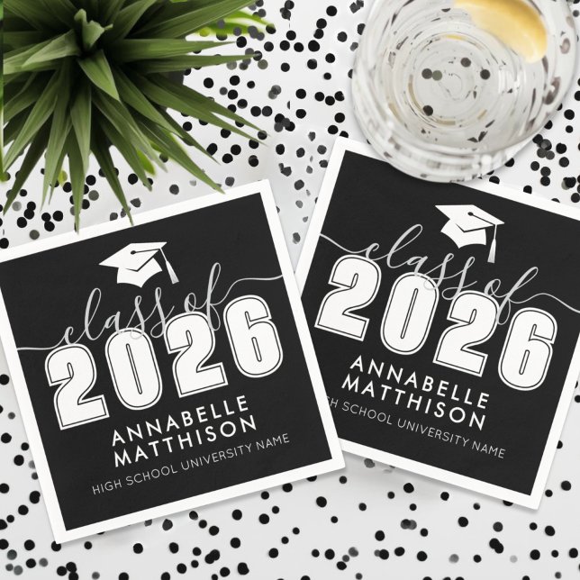 Graduate Black Graduation Pappersservett (Graduate Black Graduation Napkins)