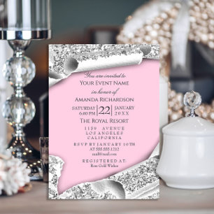 Graduate CAP Bachelorette Party Pink Silver Inbjudningar