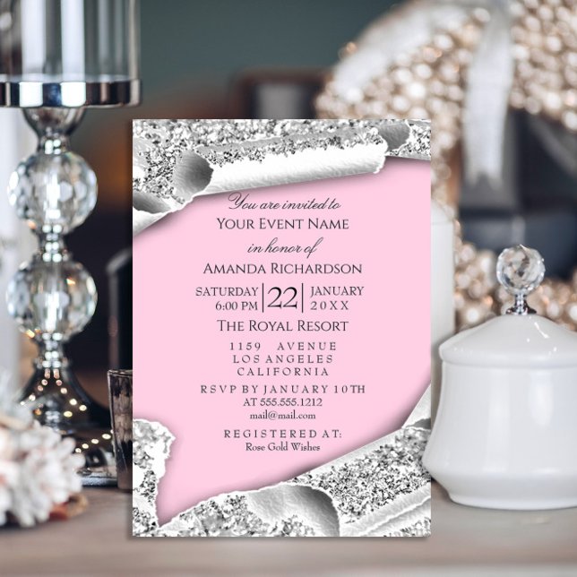 Graduate CAP Bachelorette Party Pink Silver Inbjudningar (Skapare uppladdad)
