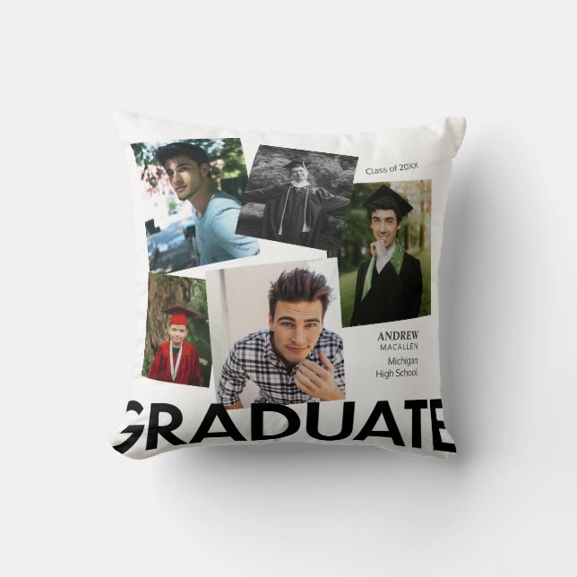 Graduate Fotos Vit Monogram 3 Kastkudde Kudde (Framsida)
