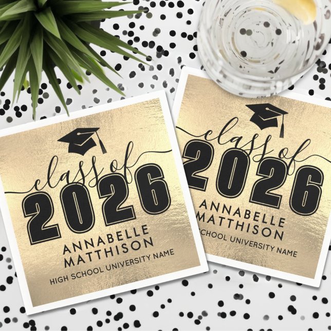 Graduate Gold Graduation Pappersservett (Graduate Gold Graduation Napkins)