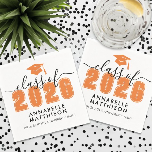 Graduate Orange Graduation Pappersservett (Graduate OrangeGraduation Napkins)