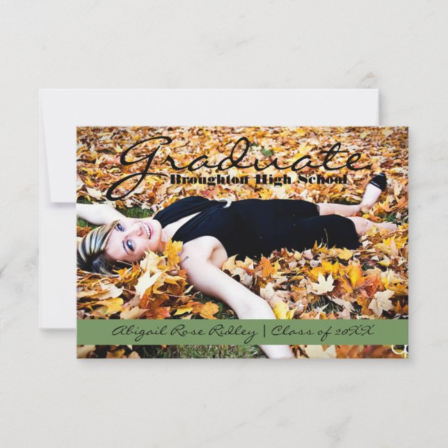 Graduate Photo | 3x5 Grön rand Inbjudningar (Framsida)