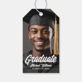 Graduate Photo Bold Script Graduation Party Presentetikett