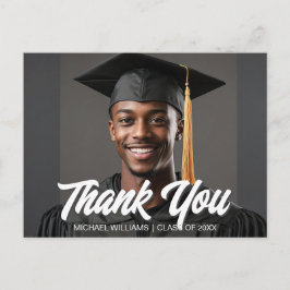 Graduate Photo Bold Script Graduation Thank You Vykort
