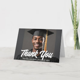 Graduate Photo Bold Script Overlay Graduation Tack Kort
