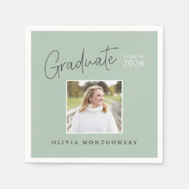 Graduate Photo Modern Script Graduation Party Pappersservett