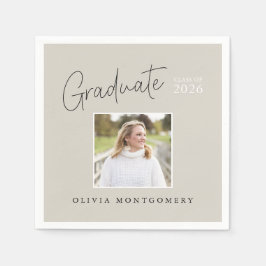 Graduate Photo Modern Script Graduation Party Pappersservett