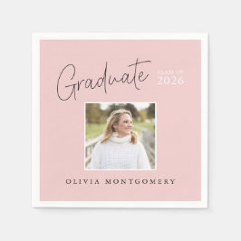 Graduate Photo Modern Script Graduation Party Pappersservett