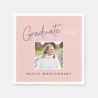 Graduate Photo Modern Script Graduation Party Pappersservett