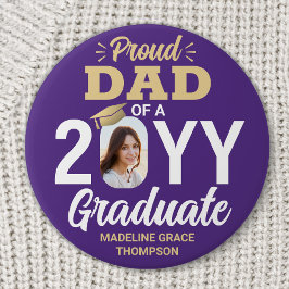 Graduate Photo Proud Dad Modern Purple and Gold Knapp