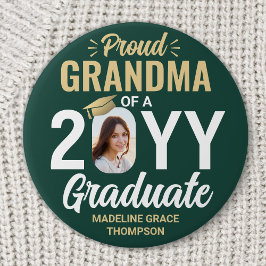 Graduate Photo Proud Grandma Modern Green and Gold Knapp