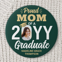 Graduate Photo Proud Mom Modern Green and Gold Knapp