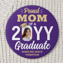 Graduate Photo Proud Mom Modern Purple and Gold Knapp