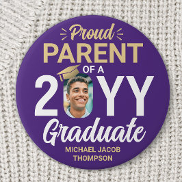 Graduate Photo Proud Parent Modern Purple & Gold Knapp