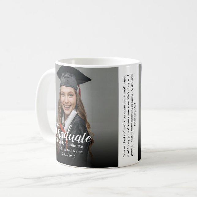 Graduate Photo with Family Message Graduation  Kaffemugg (Framsida vänster)