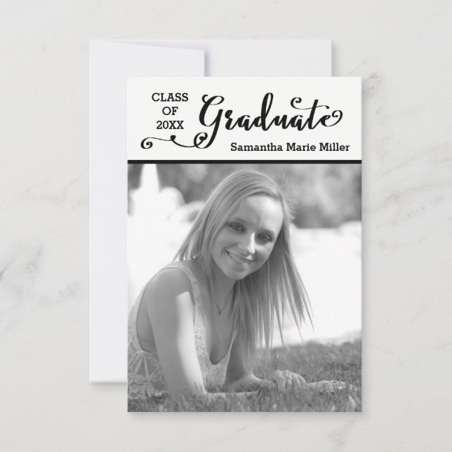Graduate Script Vertical - 3x5 Grad-kunngörande Inbjudningar (Framsida)