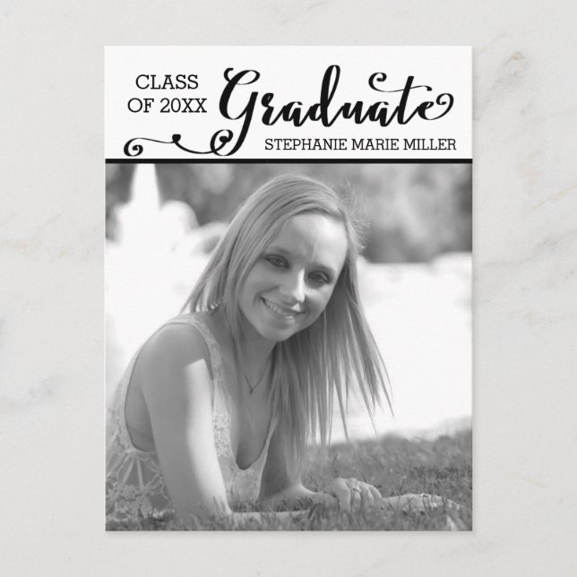 Graduate Script Vertical - Postkortsinbjudan Inbjudan Vykort (Framsida)