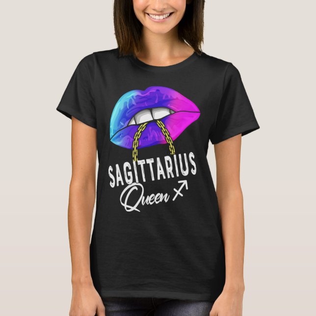 Graduated Purple Blue Sagittarius Queen November D T Shirt (Framsida)