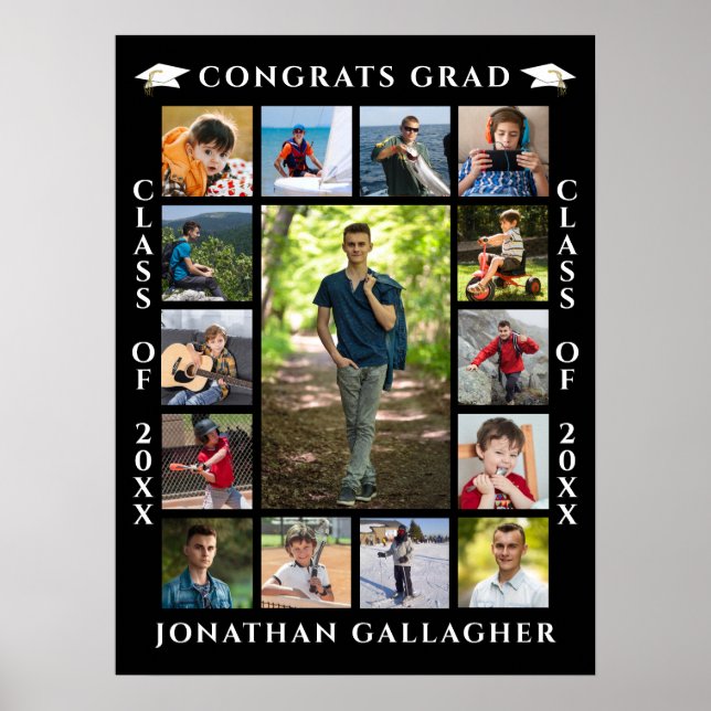 Graduation 15 Photo Collage Congrats Grad Poster (Framsidan)
