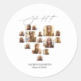 Graduation 15Photo Collage ''She Did it''  Runt Klistermärke