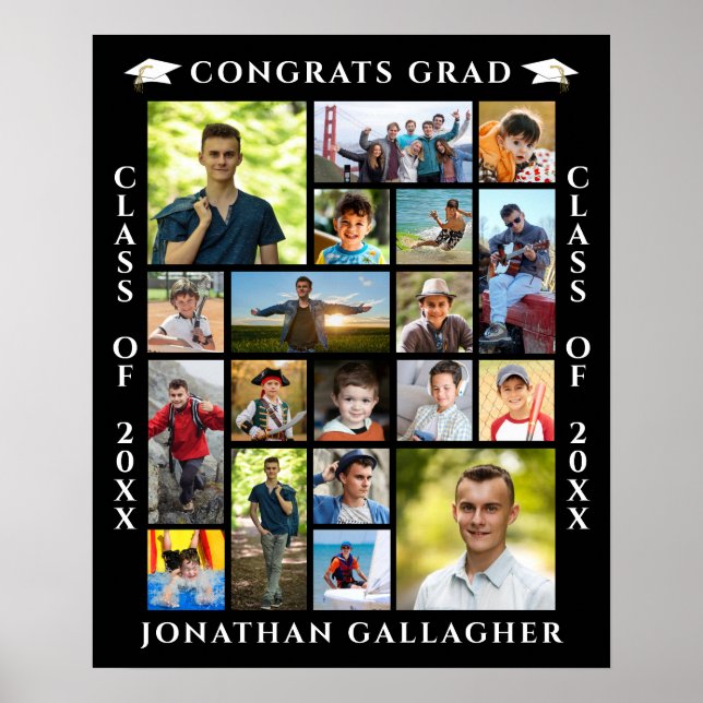 Graduation 19 Photo Collage Congrats Grad Poster (Framsidan)