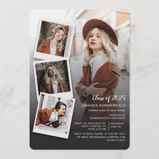 Graduation 2025 Photo Collage Grad Party Inbjudningar (Framsida)