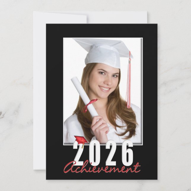 Graduation 2026 Achievement Photo Frame Inbjudningar (Framsida)