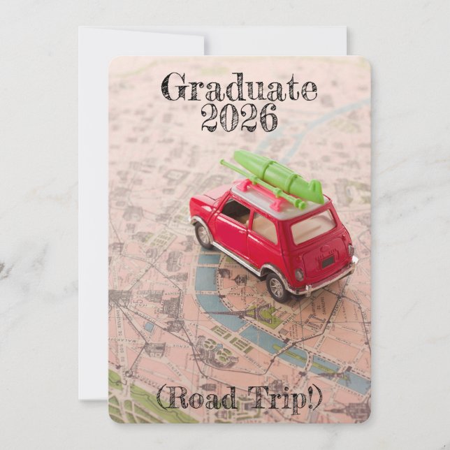 Graduation 2026 Announcement Road Trip Invitation Inbjudningar (Framsida)