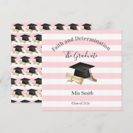 Graduation 2026 Invitation Pink Stripe Inbjudningar