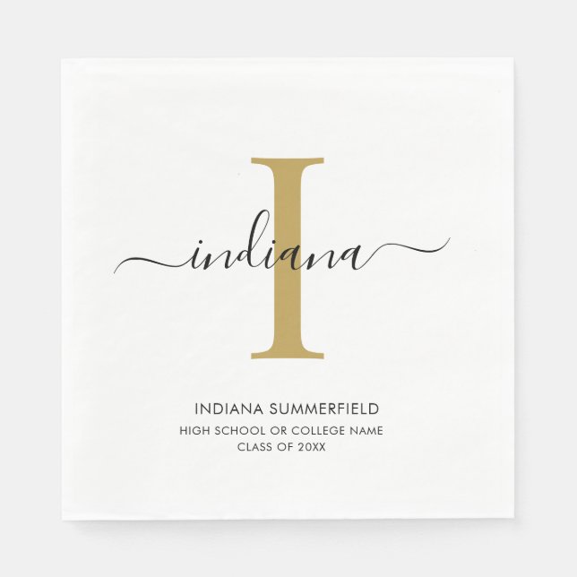 Graduation 2026 Monogram Grad Party Pappersservett (Framsidan)