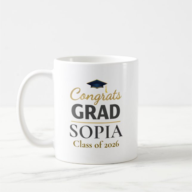 Graduation 2026 Personalized Congrats Grad Kaffemugg (Vänster)