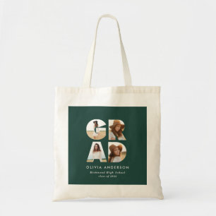 Graduation 4 photo modern personalised green tygkasse