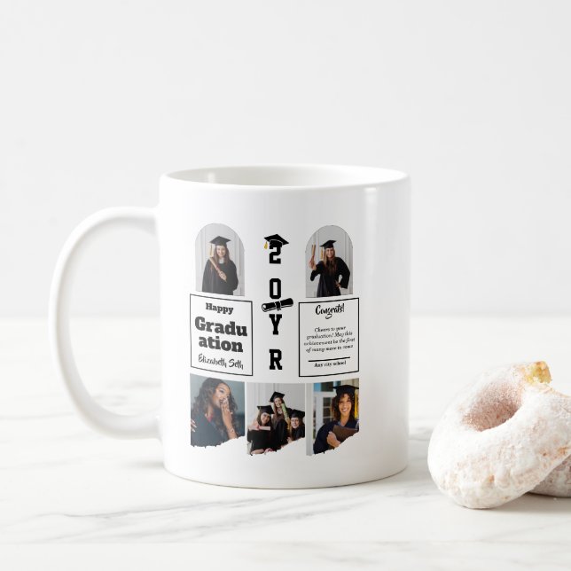 Graduation 5 Photo Celebration Graduate Template Kaffemugg (Med munk)