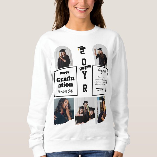 Graduation 5 Photo Celebration Graduate Template T Shirt (Framsida)